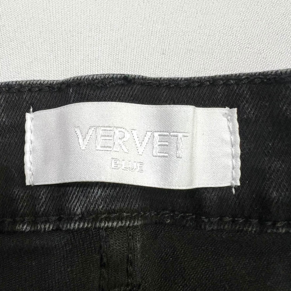 Vervet Blue Jeanne High Rise Crop Straight Jeans Black Distressed Womens Size 30 - Picture 6 of 15